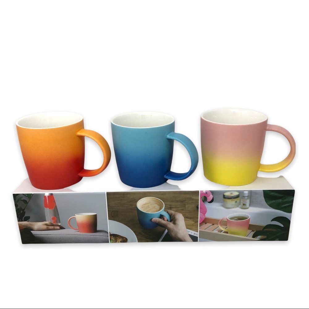 ROOT7 Ombré Mug Gift Set, Hand Strayed in Flamingo, Aurora and Magma, 12oz
